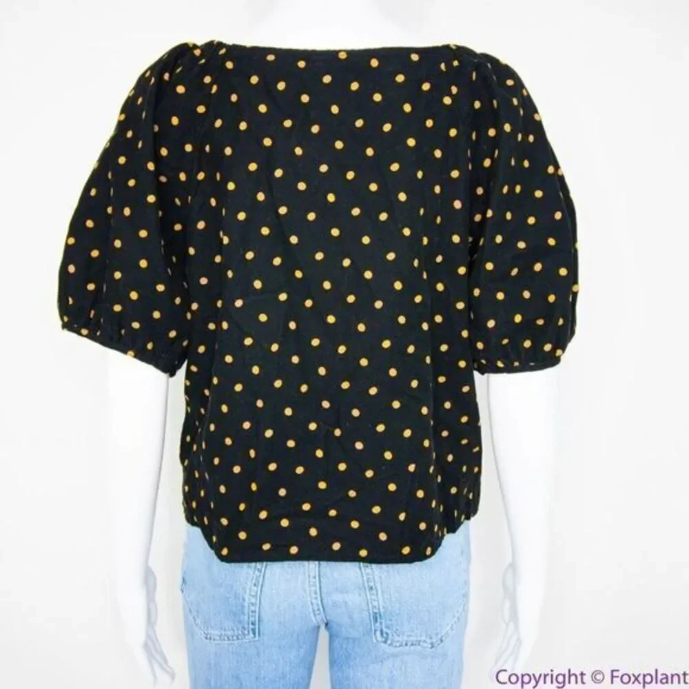 NEW Madewell Corduroy‎ Puff-Sleeve Wrap Top in Oval Dot, XS